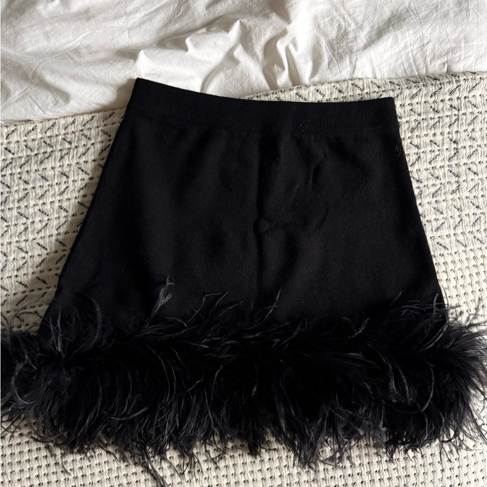 MIU MIU 2022 Cashmere Feather Trim Mini Skirt US4/IT40 - Picture 7 of 11